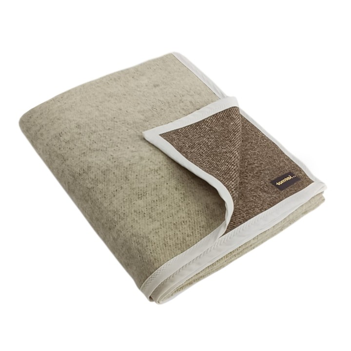 Koc wełniany 100% wełna gładki dwustronny /Braz-Szary